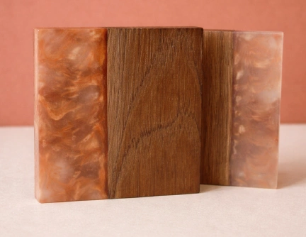 sous-verres ch&ecirc;ne r&eacute;sine effet flammes